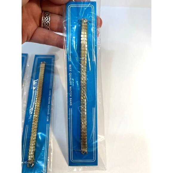 5 Best Quality Watch Bands 6mm Gold Tone SS Expansion 1960s NOS Unused - Picture 4 of 4